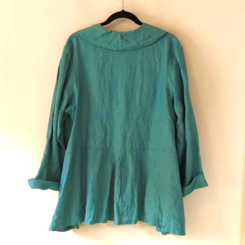 Bryn Walker Sea Green Linen Blazer M - Picture 4 of 14